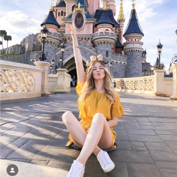 Endless Rose Ruffled Sleeve Romper in Honey Yellow - Picture 2 of 7